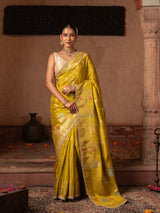 Green Pure Chiffon Banarasi Silk Handloom Saree