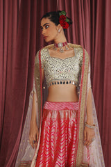 BANARASI BROCADE LEHENGA SET WITH CAPE