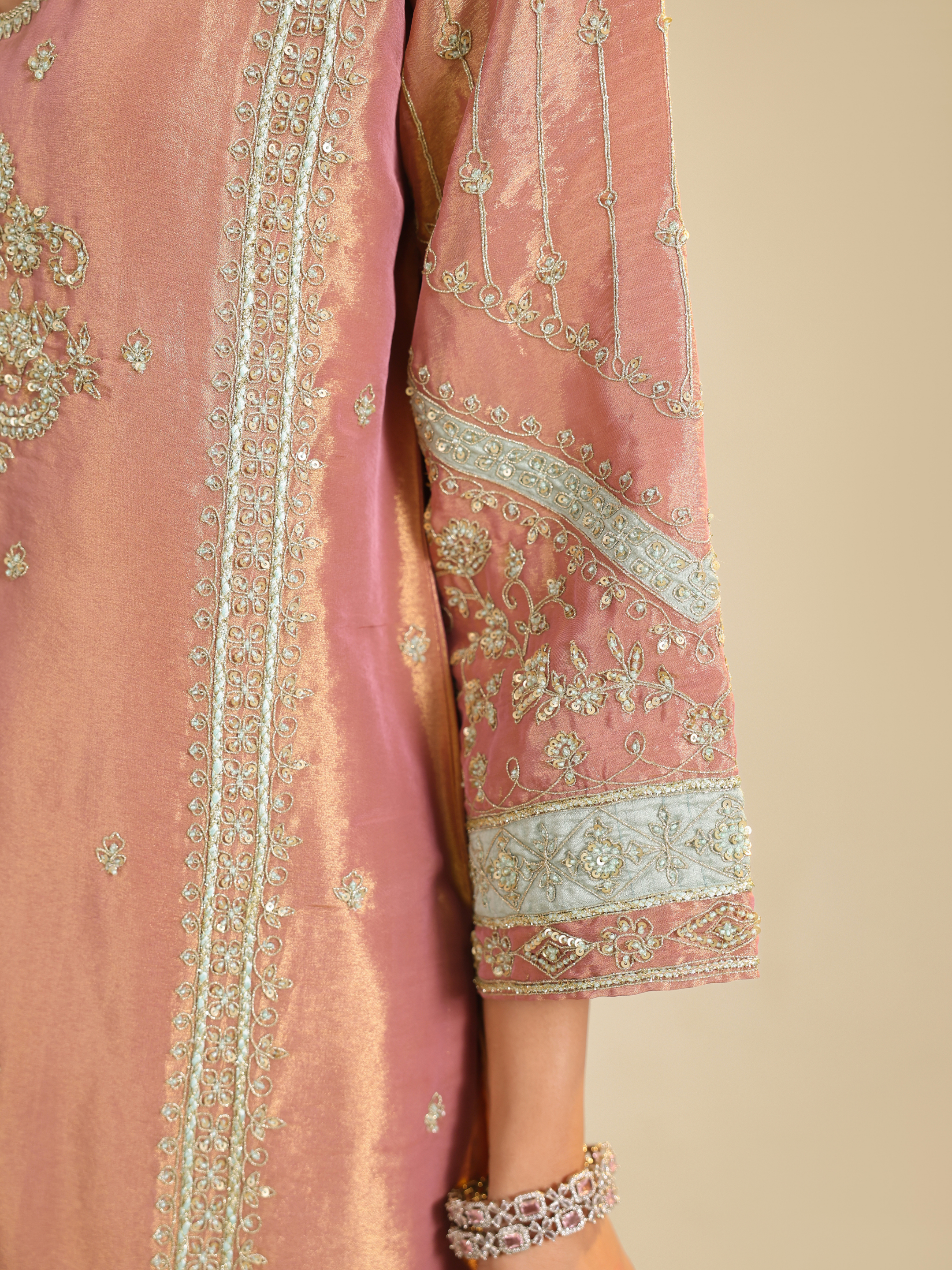 Pink Lamhe Tissue Kurta Set