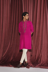 FUSCHIA KURTA WITH MARODIWORK