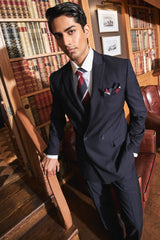 The Classic Navy Pinstripe Suit