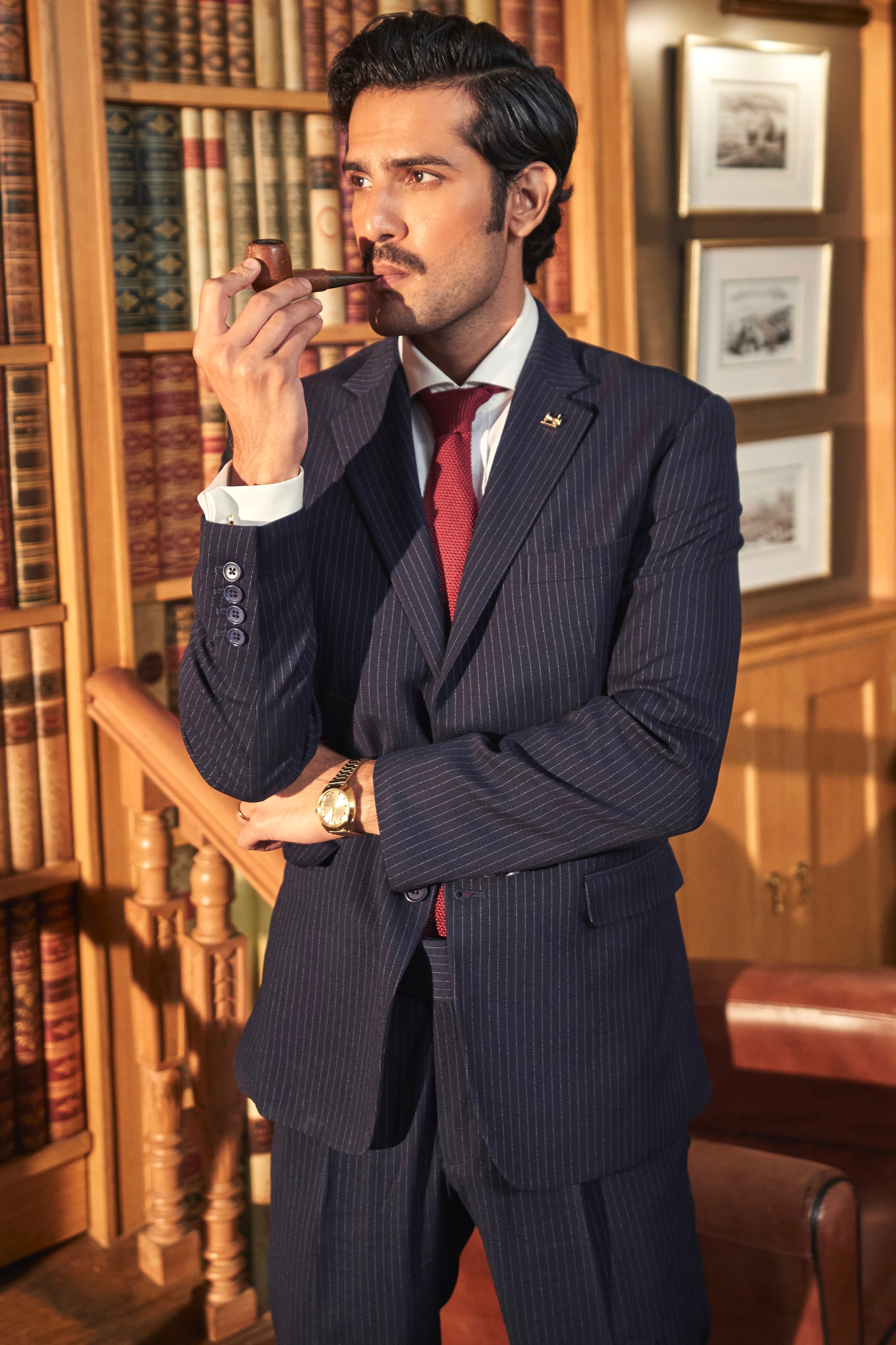 Timeless Navy Pinstripe Suit Set