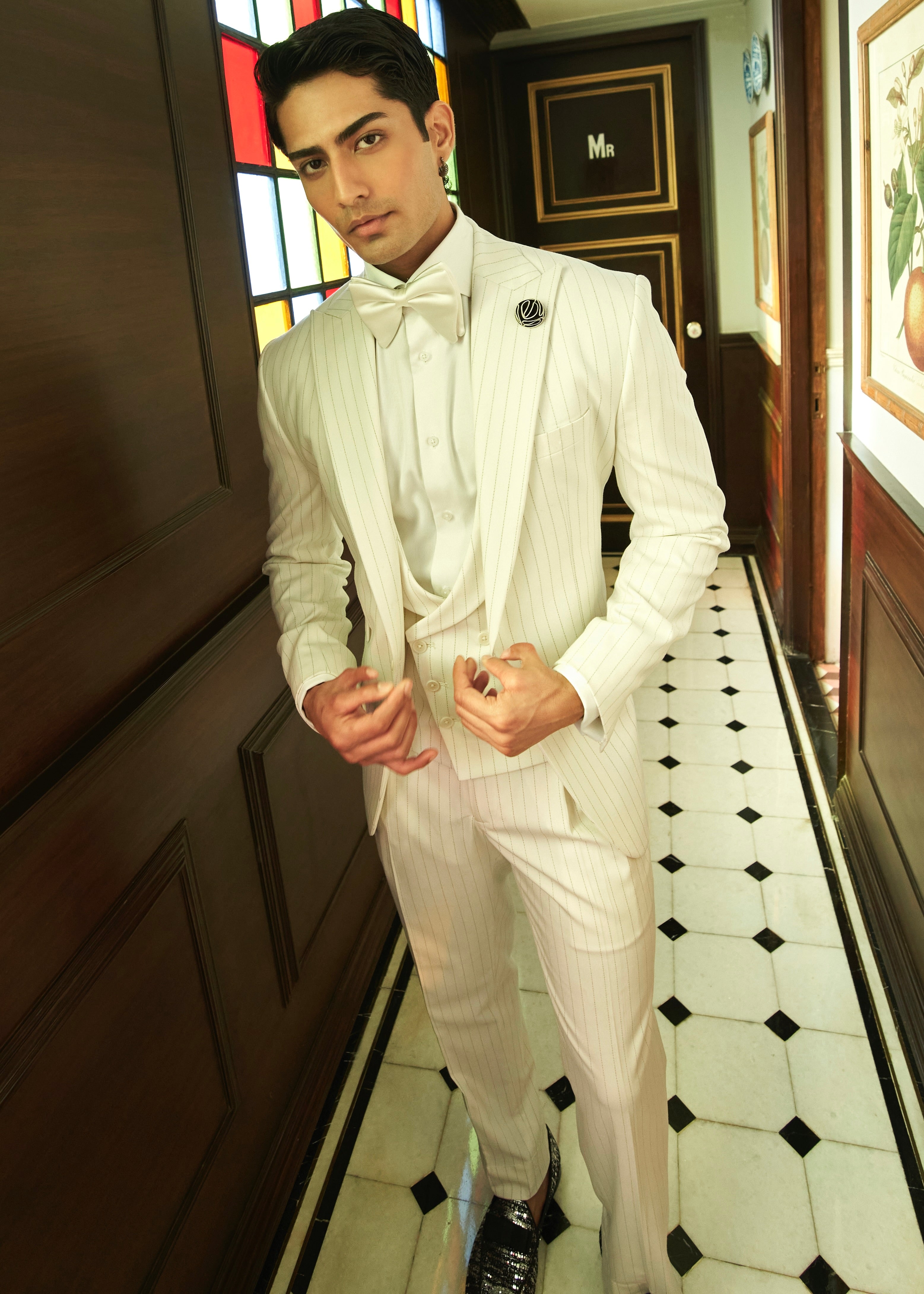 Off-White Pinstripe Ceremonial Ensemble