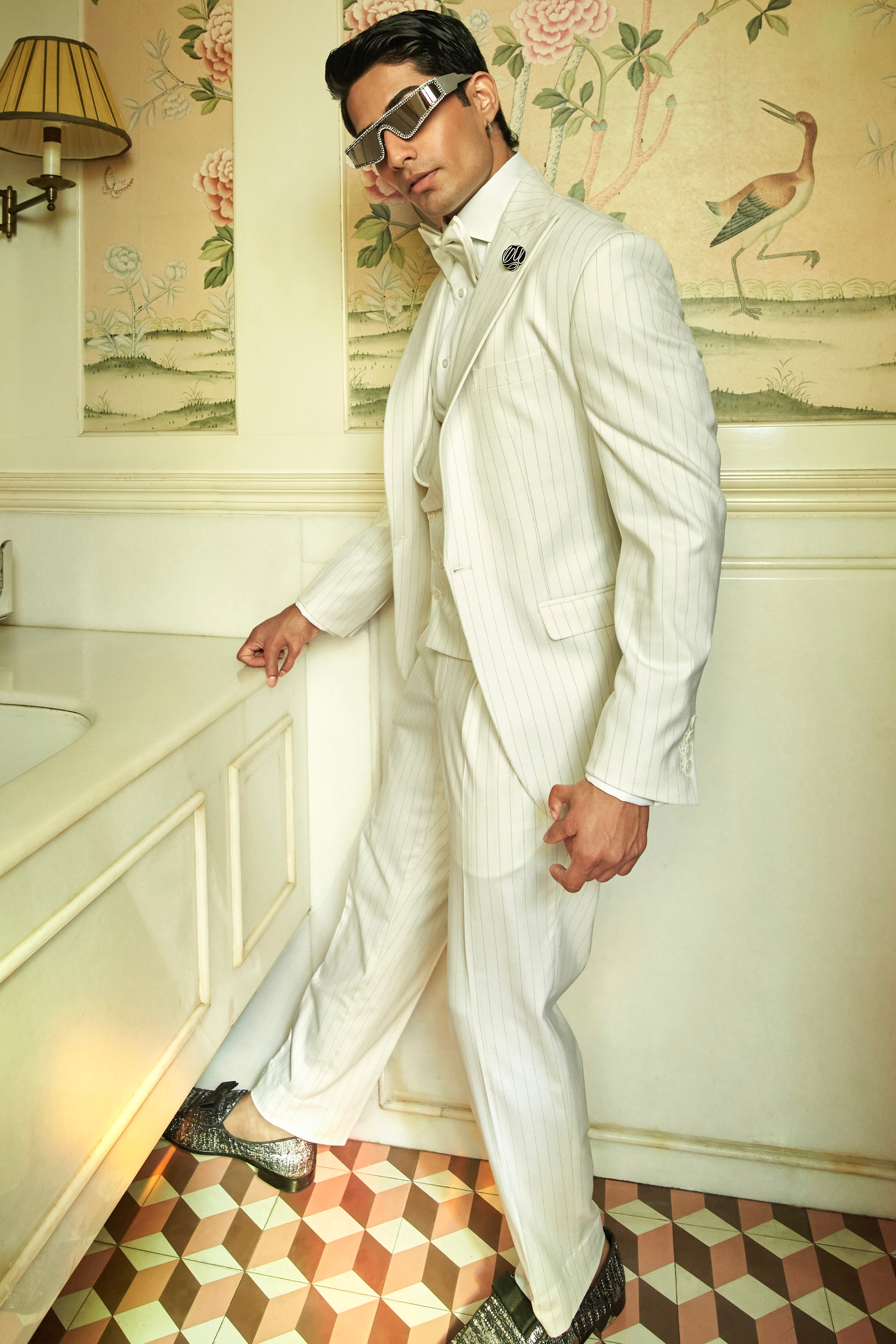 Off-White Pinstripe Ceremonial Ensemble