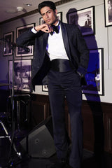 Navy Midnight Soirée Shawl Lapel Tuxedo Set