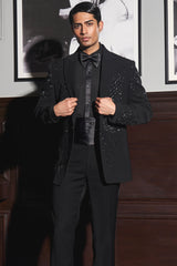 Noir Butterfly Embroidered Tuxedo Set