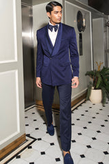 Elysian Navy Double Breasted Tuxedo Set