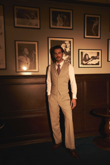 Tan Textured Shawl Lapel Waistcoat Set