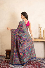 Blue Pure Silk Banarasi Meenakari Handloom Saree