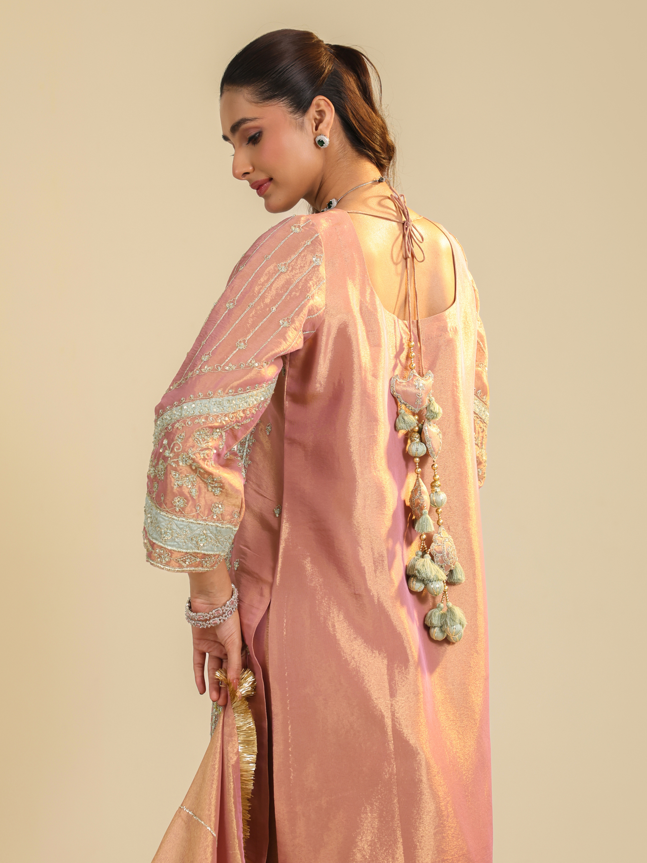 Pink Lamhe Tissue Kurta Set