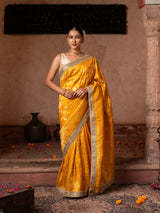 Yellow Pure Katan Silk Banarasi Handloom Saree
