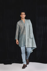 POWDER BLUE BANARASI TISSUE KURTA