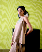 Mocha Crop Top with Sharara