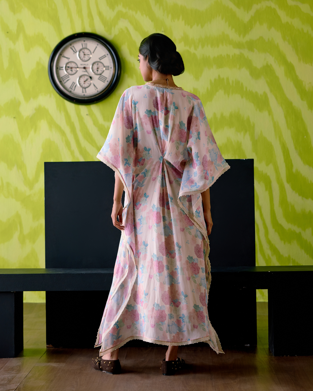 Ivory Floral Printed Kaftan