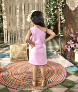 Purple Lycra Dress with Gold Shimmer Bow