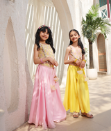Yellow Embroidered Top with Plazzo