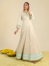 Off White Shimmer Tarini Anarkali Set