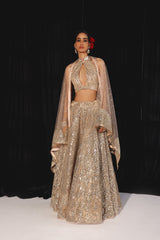 DIAMOND & PAISLEY TULLE MIRROR WORK LEHENGA SET
