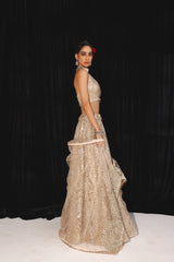 DIAMOND & PAISLEY TULLE MIRROR WORK LEHENGA SET