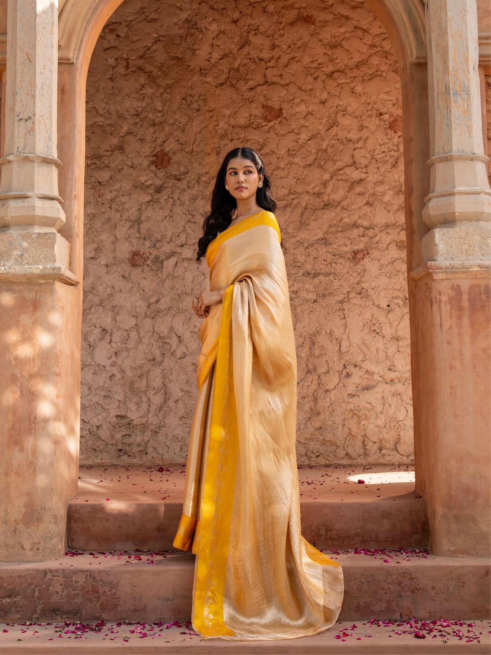 Yellow Pure Tissue Silk Banarasi Brocade Handloom Saree
