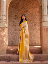 Yellow Pure Tissue Silk Banarasi Brocade Handloom Saree