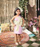 Purple Lycra Dress with Gold Shimmer Bow