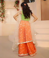 Green Brocade Top with Plazzo Pant