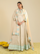 Off White Shimmer Tarini Anarkali Set