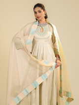 Off White Shimmer Tarini Anarkali Set