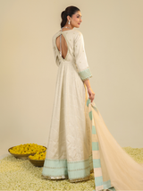Off White Shimmer Tarini Anarkali Set