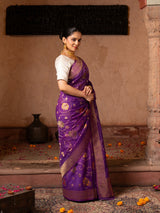Purple Pure Tissue Silk Banarasi Handloom Saree