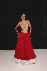 CRUSHED SILK LEHENGA SET