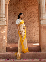 Yellow Pure Tissue Silk Banarasi Brocade Handloom Saree