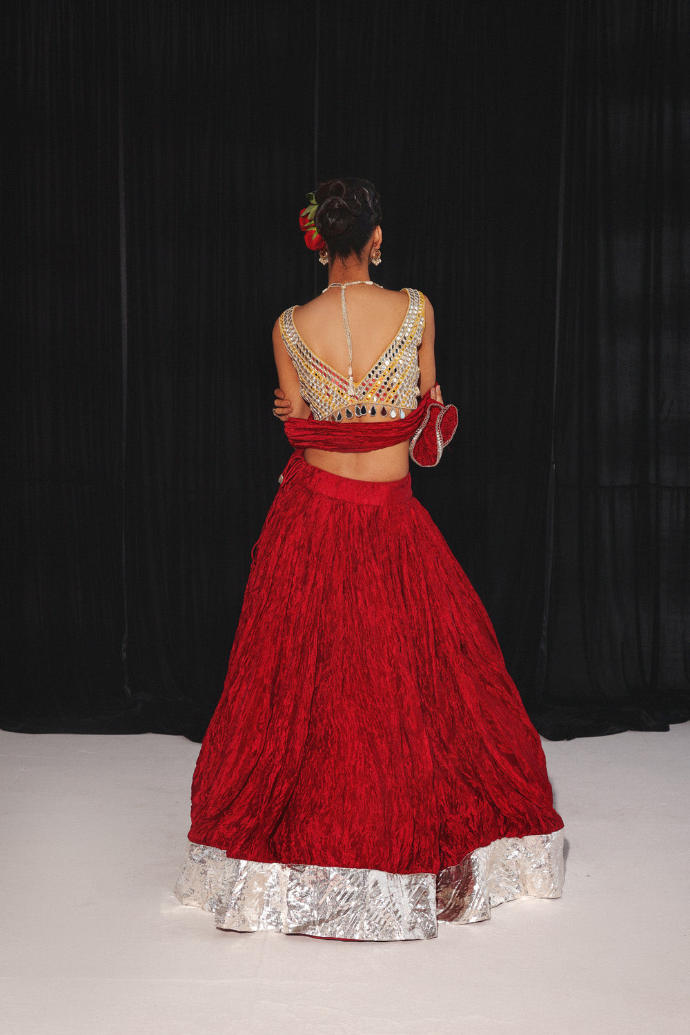 CRUSHED SILK LEHENGA SET