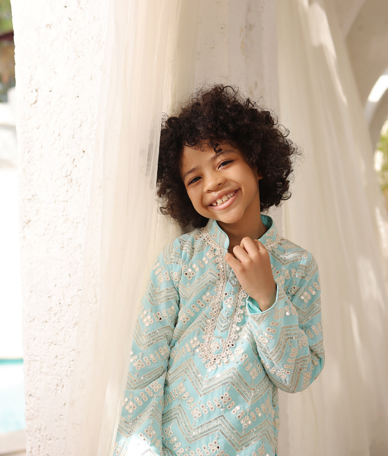Mirror Embroidered Kurta with Salwar