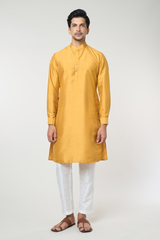 Mustard Embroidered Kurta-Jacket Set