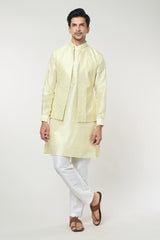 Parrot Green Pintuck Kurta-Jacket Set