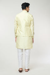 Parrot Green Pintuck Kurta-Jacket Set