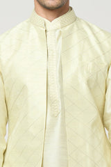 Parrot Green Pintuck Kurta-Jacket Set