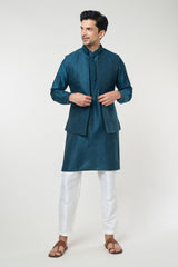 Rama Green Pintuck Kurta-Jacket Set