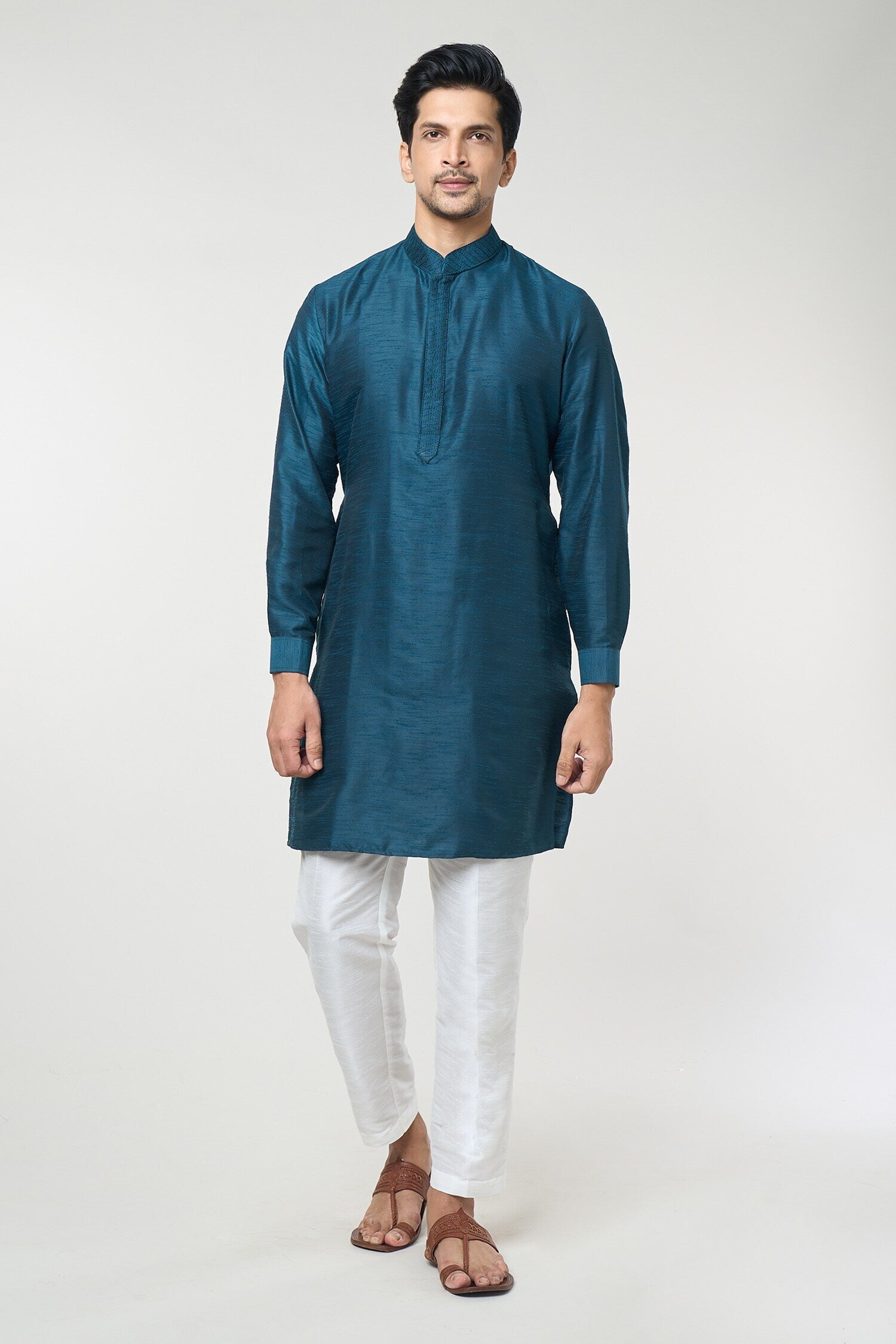 Rama Green Pintuck Kurta-Jacket Set