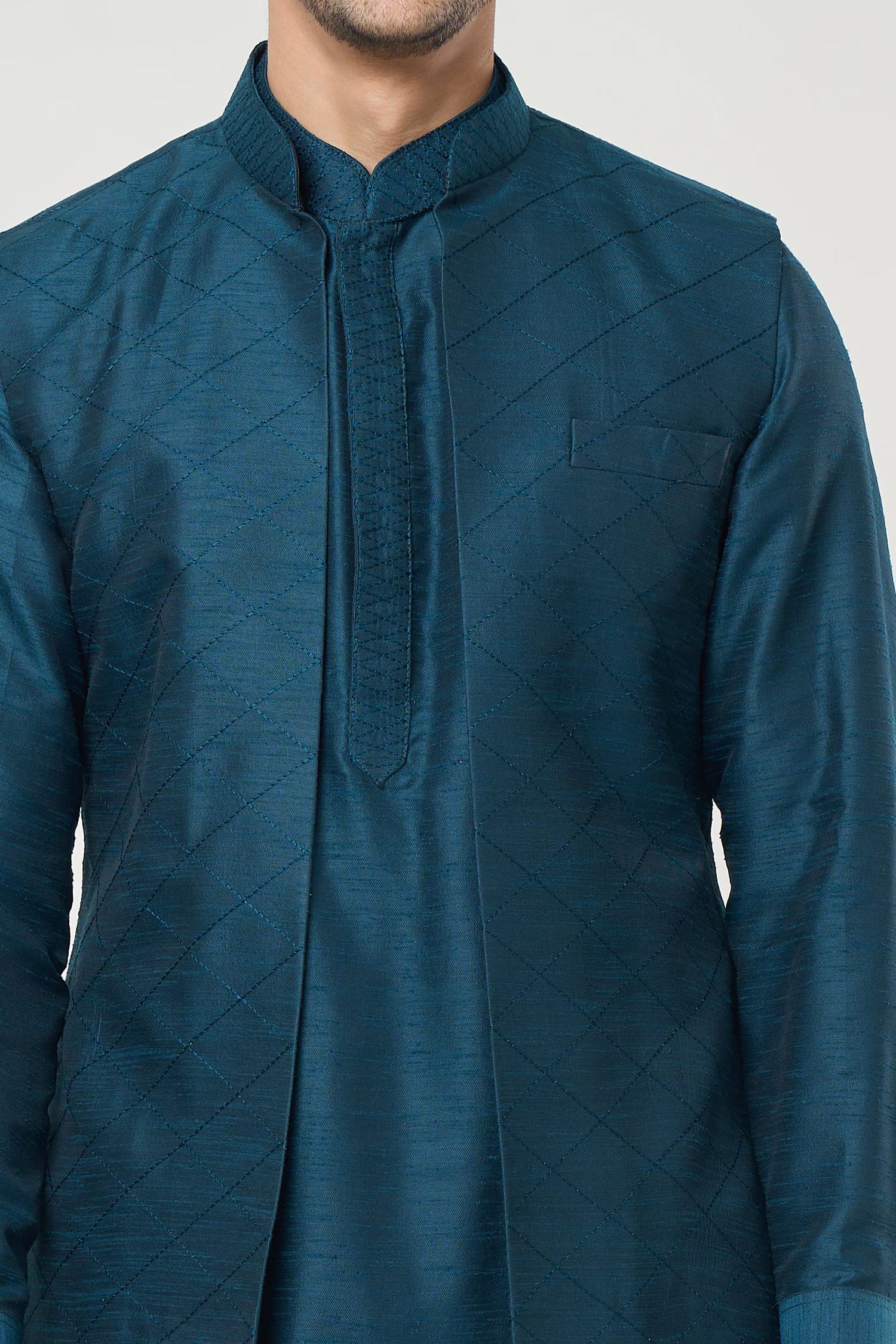 Rama Green Pintuck Kurta-Jacket Set