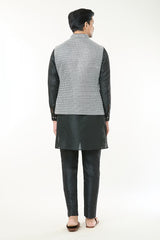 Black Embroidered Kurta-Jacket Set