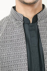 Black Embroidered Kurta-Jacket Set