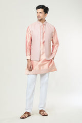 Peach Embroidered Kurta-Jacket Set