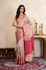 Pink Kanjeevaram Silk Banarasi Handloom Saree