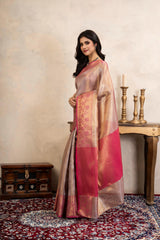 Pink Kanjeevaram Silk Banarasi Handloom Saree