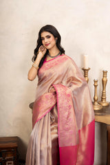 Pink Kanjeevaram Silk Banarasi Handloom Saree