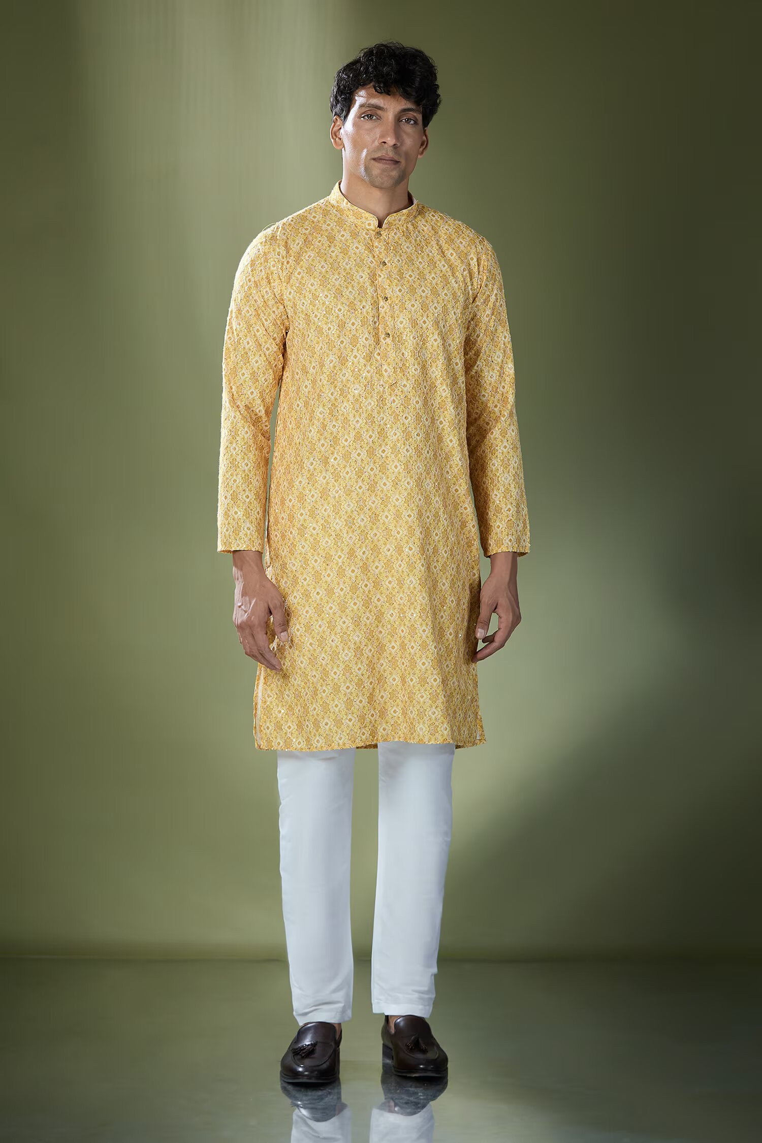 Yellow Printed Kurta Set