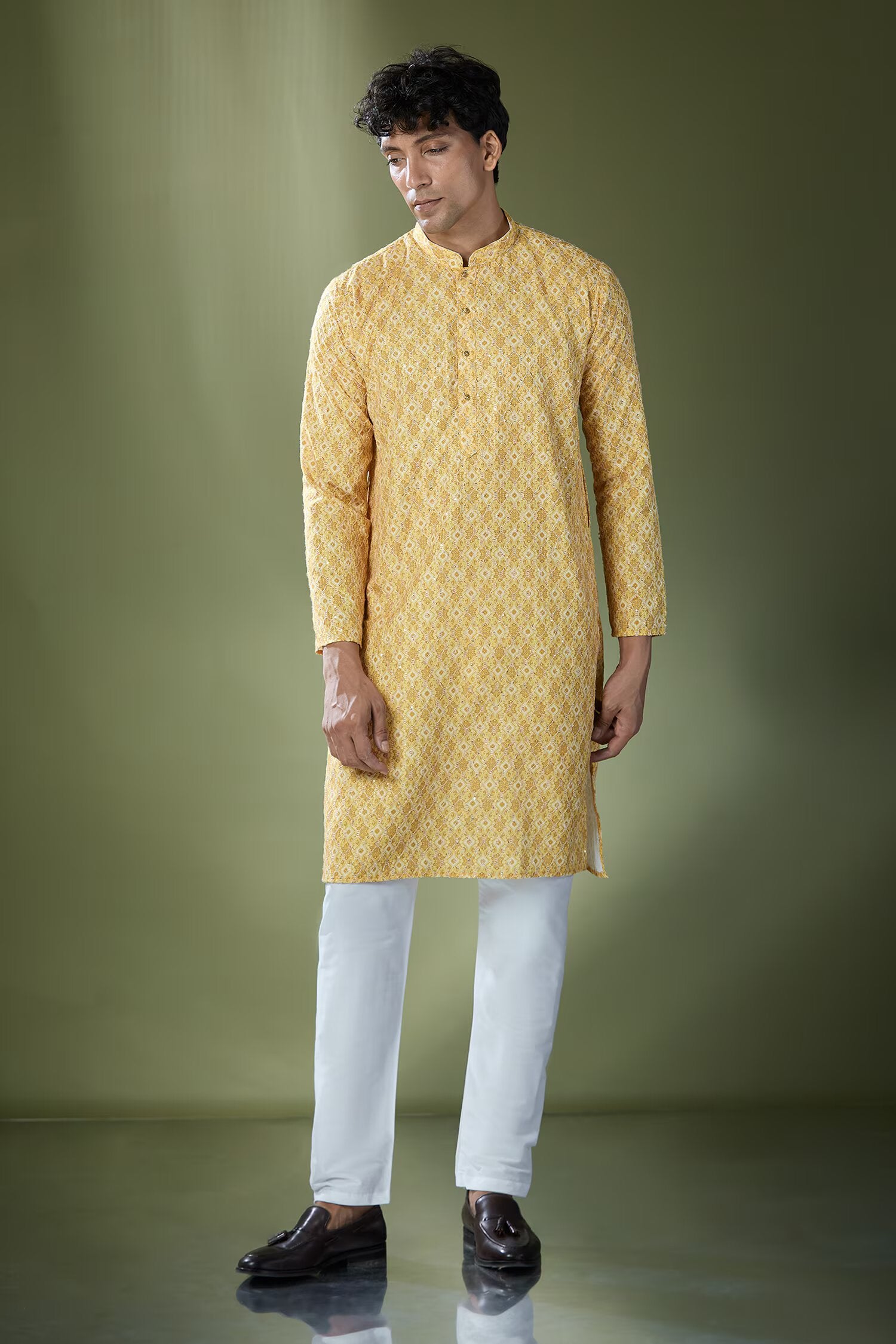 Yellow Printed Kurta Set